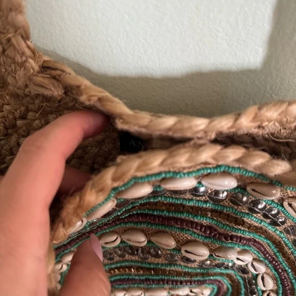 Antik Kraft Natural and Green Circular Tote - Picture 4 of 7